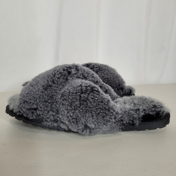 EMU Australia Mayberry Frost Fuzzy Charcoal Gray Sheepskin Slipper Shoe - Size 6 - Picture 3 of 9